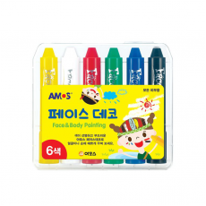 AMOS 粗杆3合1水彩粉彩無毒蠟筆6色 
