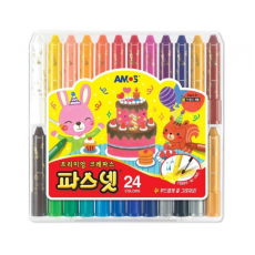 AMOS 粗杆3合1水彩粉彩無毒蠟筆24色 