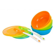 美國 Munchkin 嬰兒餵食碗仔連蓋 + 匙羹  (4件餐碗連2件餐匙) (顏色隨機)