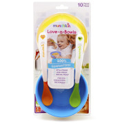 美國 Munchkin 嬰兒餵食碗仔連蓋 + 匙羹  (4件餐碗連2件餐匙) (顏色隨機)